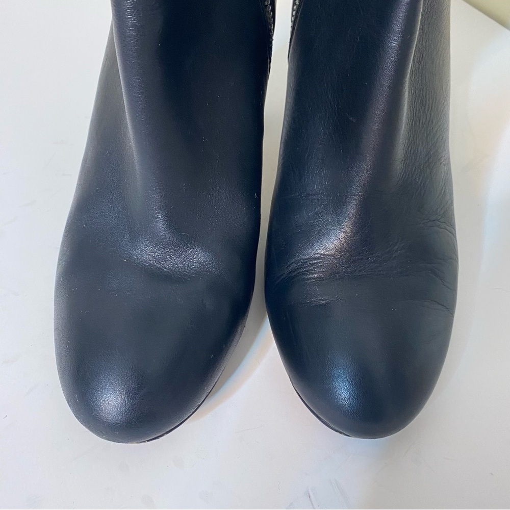 CALVIN KLEIN Savana Limited Edition Mirror Heel Black Leather Booties Sz 9 *Flaw - Picture 5 of 14